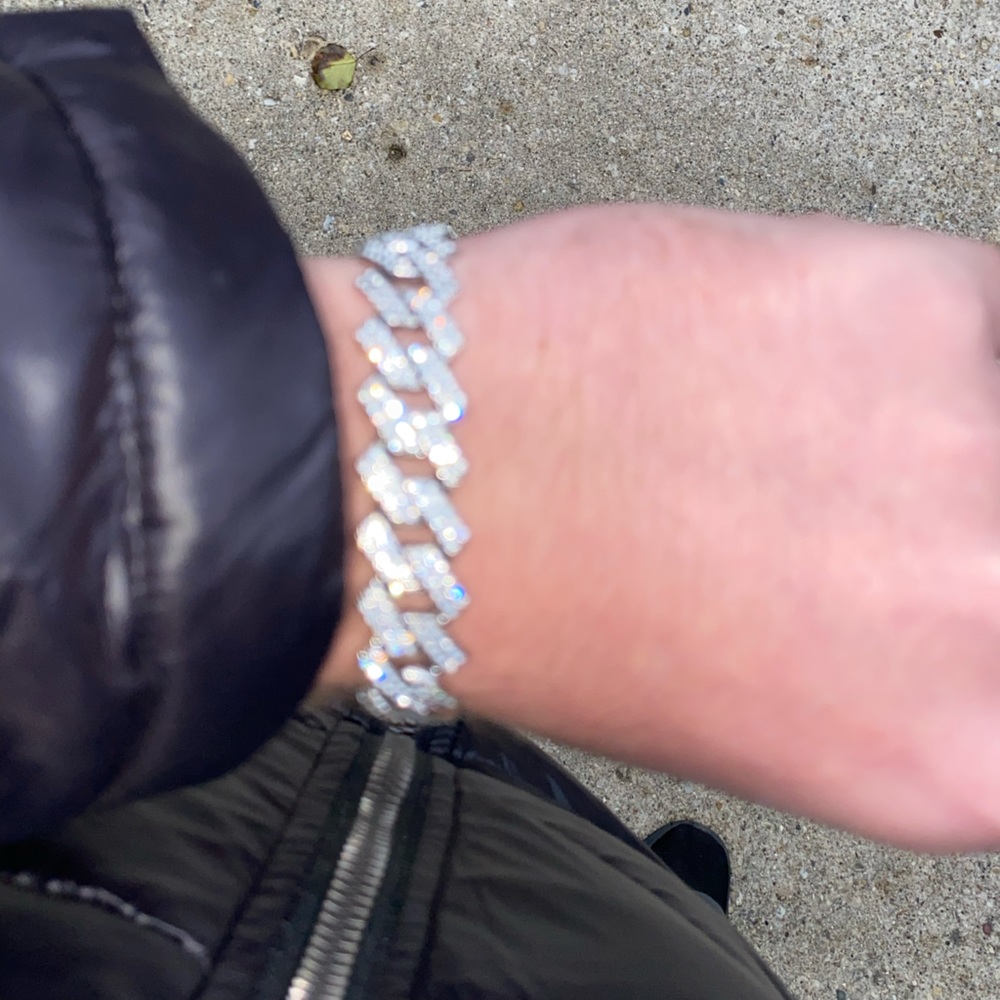 Men’s Silver Diamond Cuban prong link bracelet